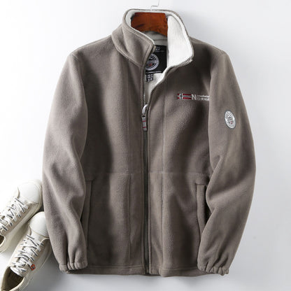 Abrigo grueso de lana para hombre con forro de felpa, talla grande, cálido y cómodo para otoño e invierno.