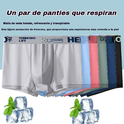 🧊【Compra 3 y obtén 3 gratis】Calzoncillos tipo bóxer de seda de hielo finos y transpirables para hombre, superventas de verano