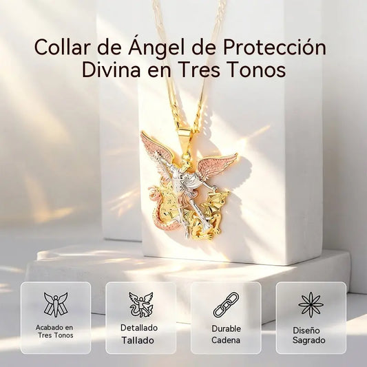 💥Collar de ángel guardián tricolor – Elegante y simbólico – Ideal para uso diario o como regalo – Sutil y significativo ✨💛🪽