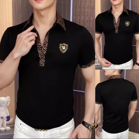 【🔥Žhavá akce】👕‍♂️ Elegantní pánské polo tričko s límečkem – klasická černá barva s jemnou výšivkou