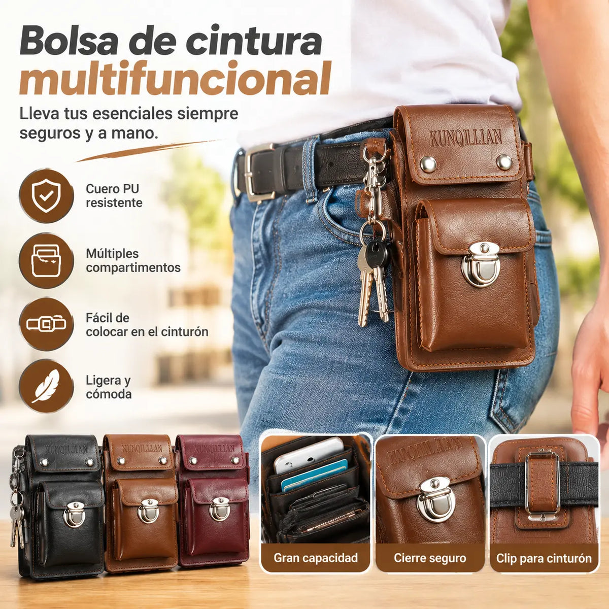 📱Riñonera Práctica ideal para trabajo, viajes y actividades al aire libre