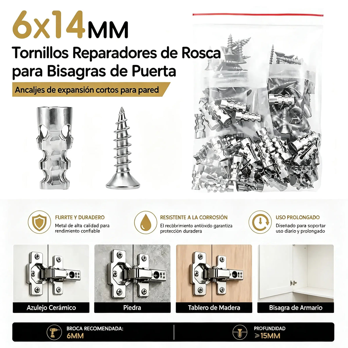 🛠️【100 pares】🔩 Kit de anclajes autoperforantes para paneles de yeso con tornillos 🧱 – Accesorios de montaje en pared fáciles de instalar