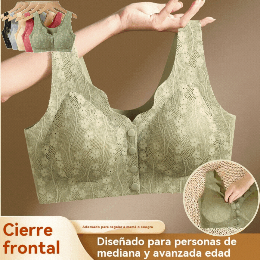 😍【Paquete de 5 Piezas】Sujetador Inalámbrico para Mujer con Botón Frontal ❤️【40-100kg】_4203876