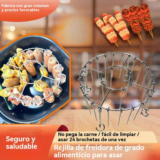 🍖🍗Parrilla de acero inoxidable 304 con 24 brochetas para horno freidora de aire