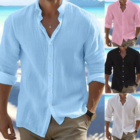 🔥【M–5XL】Camisa de hombre transpirable de algodón y lino: cómoda, ligera y de corte holgado. 4290451
