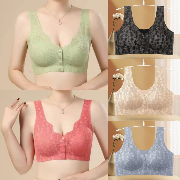 😍【Paquete de 5 Piezas】Sujetador Inalámbrico para Mujer con Botón Frontal ❤️【40-100kg】_4203876