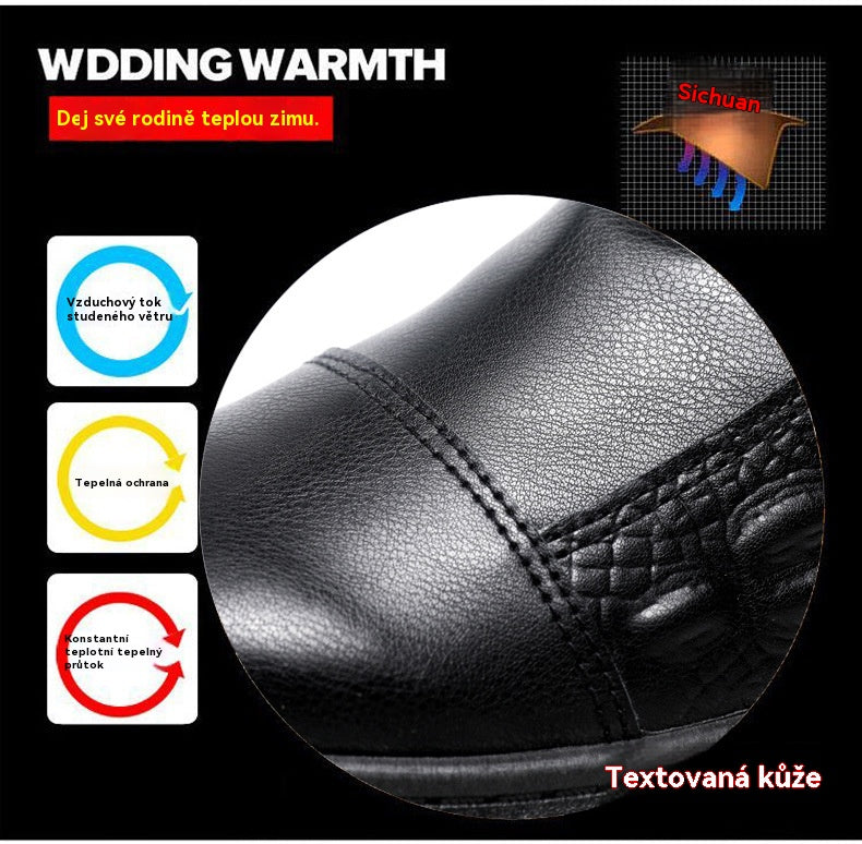 【39-44】⛄Botas de nieve de piel para hombre, forro de piel de algodón, botas de hombre cálidas, antideslizantes, impermeables, cómodas y versátiles.