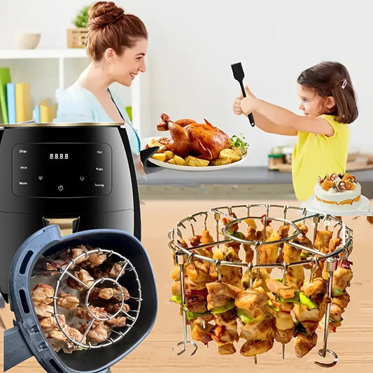 💥🍢🍖🍗 Gril z nerezové oceli 304 s 24 špízy pro horkovzdušnou troubu