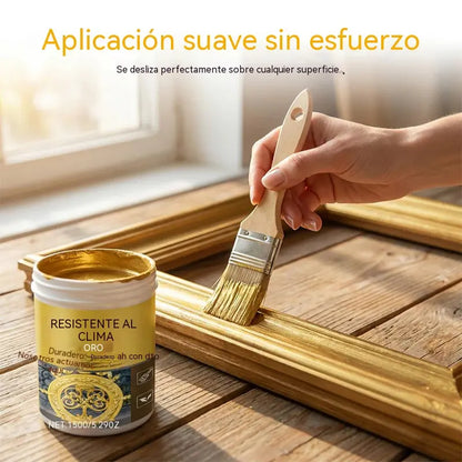 🥳💞 Pintura dorada resistente a la intemperie: a base de agua, brillo intenso. Segura para metal, madera y piedra. ¡Resiste la lluvia y el sol! 🖌️💛