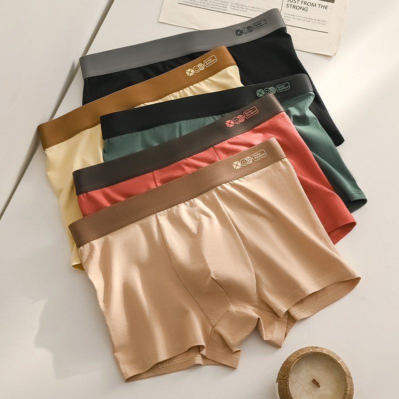 【10 darabos】Férfi tiszta pamutból készült, középderekú, egyszínű boxeralsó