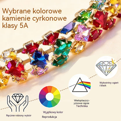 ✨Bransoletka w stylu boho z kolorową, geometryczną cyrkonią sześcienną