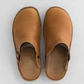 😎 [38-48] 【Négyévszakos használatra】Kiváló minőségű férfi bőr papucs, kényelmes és laza_4200247