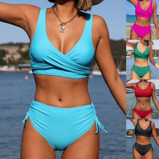 👙【Sleva na nový produkt】🏖️🌴【S-3XL】Nové dámské jednoduché jednobarevné, rychleschnoucí, pohodlné a prodyšné bikiny pro léto 2025.