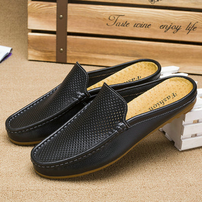 ✨【Korlátozott mennyiség】👞【39-45】Új stílusú, kényelmes és légáteresztő valódi bőrből készült, kézzel készített férfi papucs_4272889