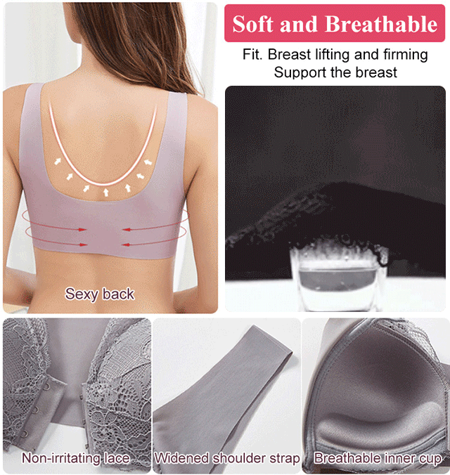 【Compre 1 y obtenga 1 gratis】Sujetador de encaje de talla grande sin hebilla delantera con aros
