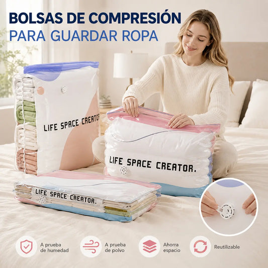 👕📦【5 piezas29 euros】Bolsas de compresión para guardar ropa, no requieren vacío, diseño reforzado.