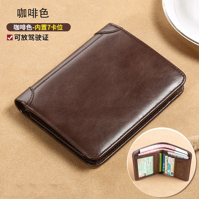 👝【2 piezas】✨ Nueva cartera antirrobo de cuero genuino para hombre