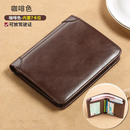 👝【2 piezas】✨ Nueva cartera antirrobo de cuero genuino para hombre