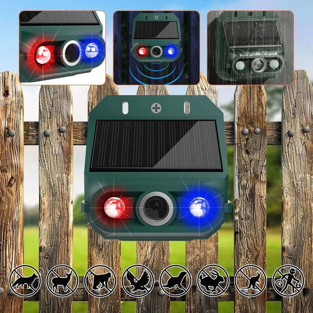🔥【50% de descuento】🔥Repelente solar ultrasónico para animales para exteriores: puede ahuyentar pájaros y animales.