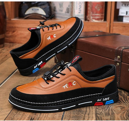 【39-48】Los zapatos de negocios casuales para hombre están hechos de cuero impermeable y resistente a las manchas con una suela suave para un uso cómodo.