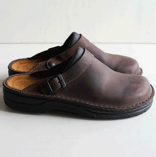 😎 [38-48] 【Négyévszakos használatra】Kiváló minőségű férfi bőr papucs, kényelmes és laza_4200247