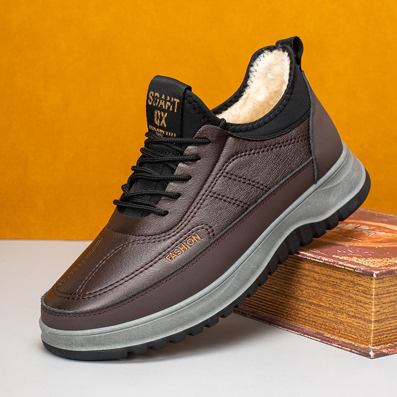 🔥【39-45】Zapatos deportivos casuales de invierno 2025 para hombre, nuevos, de cuero genuino, impermeables, con suela suave de terciopelo