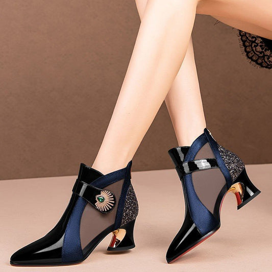 👠【34-43】Nové jarní módní vysoké podpatky boty z prázdné sítě
