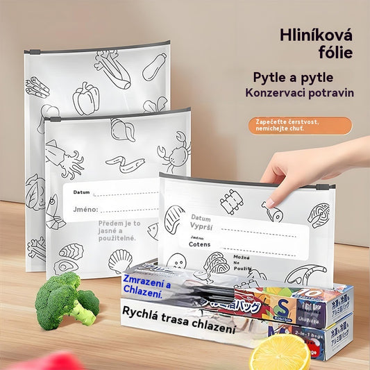 🥩【90 kusů】Sáček z hliníkové fólie potravinářské kvality se zipem pro zachování čerstvosti, vhodný do domácí lednice