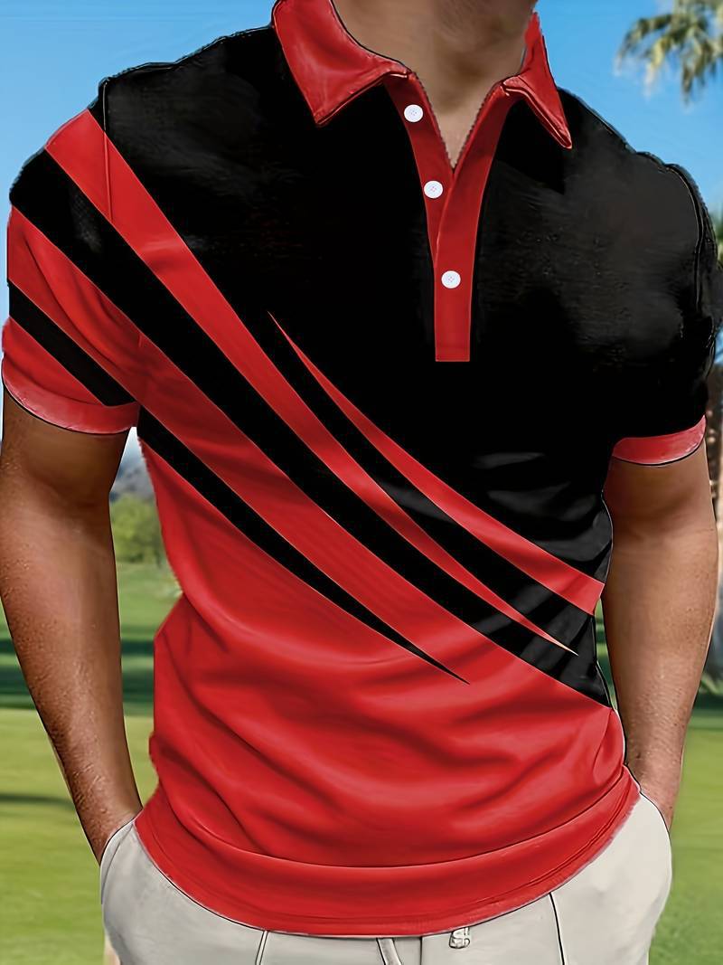 👔【S-6XL】Nueva camisa polo de verano para hombre con estampado 3D a rayas