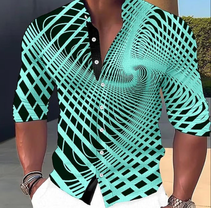 👔【S-6XL】Pánská trendy ležérní košile s dlouhým rukávem s 3D digitálním potiskem