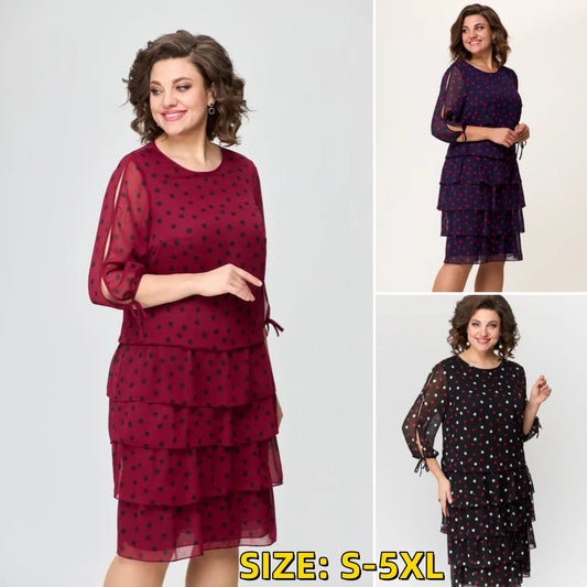 🏆【50% de descuento】【S-5XL】💃Vestido de lujo con silueta ligera, confeccionado en cómoda gasa._4208180