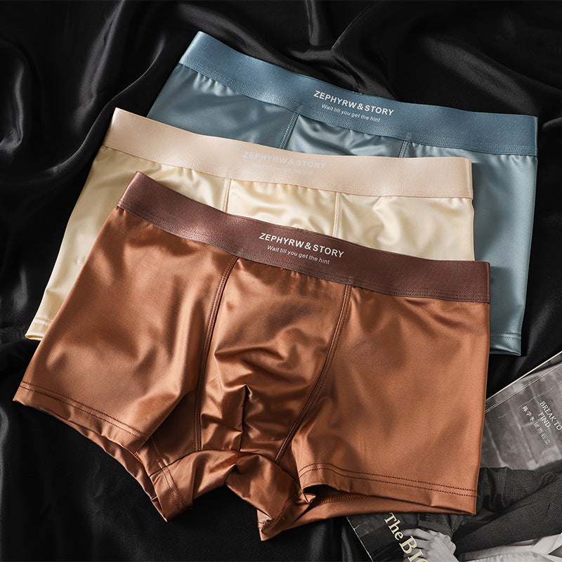 🔥🩲【6 piezas】Ropa interior masculina nueva, seda helada, verano, transpirable, bóxers, satén, ropa interior masculina