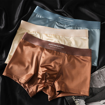 🔥🩲【6 piezas】Ropa interior masculina nueva, seda helada, verano, transpirable, bóxers, satén, ropa interior masculina