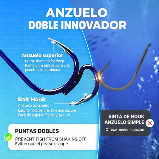 🔥 Compra 1 y llévate 1 gratis ❤️🔥 (20 unidades)Anzuelos de Pesca Dobles Clásicos Ultra Afilados