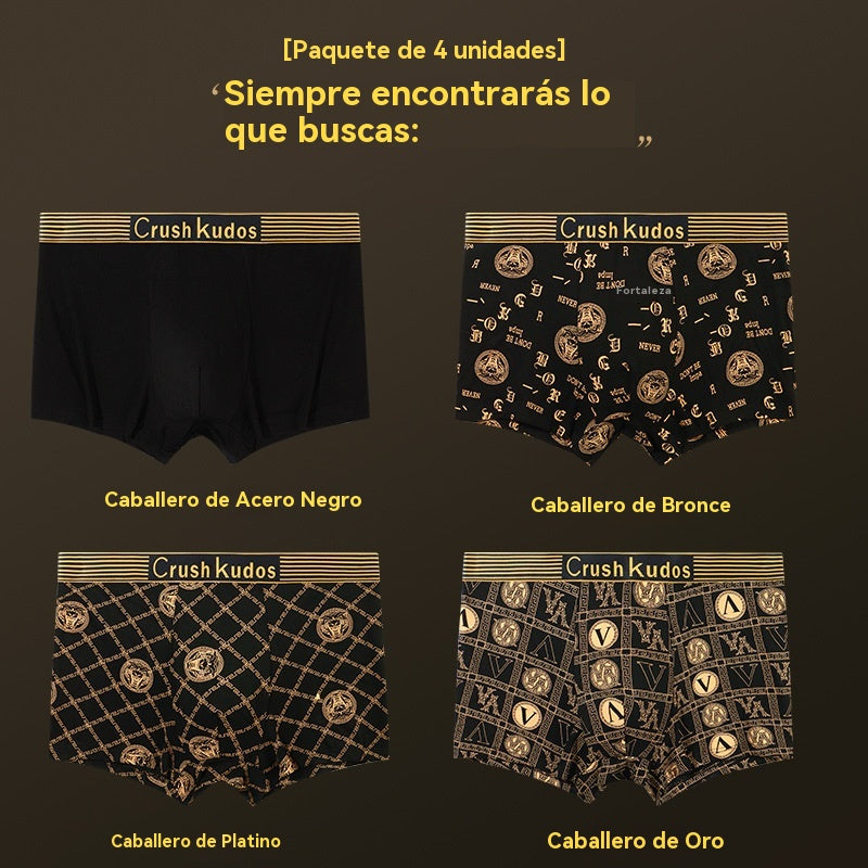 🔥【Compre 4 y obtenga 4 gratis】🚹✅💥【40-140 kg】Ropa interior de seda de hielo transpirable para hombre, ropa interior cómoda sin costuras, talla grande, estampado de moda_4211394