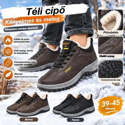 【39-45】Férfi valódi bőr vízálló téli alkalmi sportcipő, puha bársony talp, új stílus