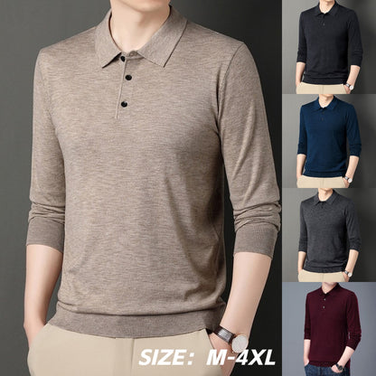 🔥👔【M-4XL】Męski sweter z kołnierzykiem w jednolitym kolorze, odpowiedni na jesień i zimę_4160530