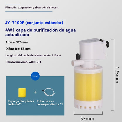 🐟Sistema de circulación de agua de acuario con filtro 3 en 1, funcionamiento silencioso.