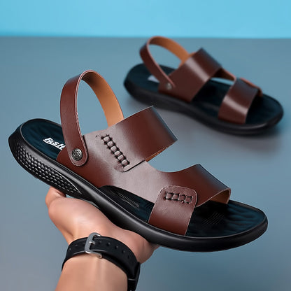 🐂【38-44】Sandalias de cuero genuino para hombre, ideales para la playa en verano .