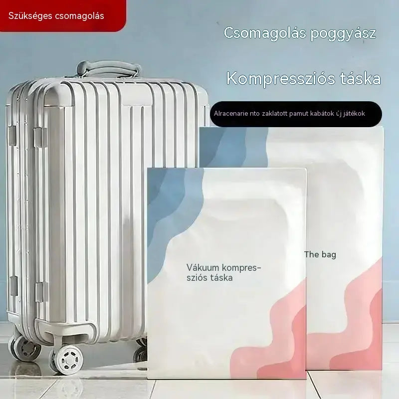 🧳 5 termék mindössze 9900 Ft 💨 Nagy, rugalmas vákuumos tárolótasakok: Nincs szükség pumpára, szivárgásmentes, ideális helytakarékosságra a bőröndben és otthon ✈️