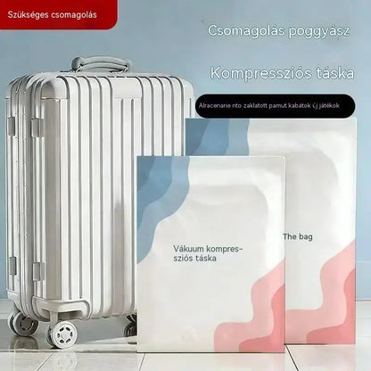 🧳 5 termék mindössze 9900 Ft 💨 Nagy, rugalmas vákuumos tárolótasakok: Nincs szükség pumpára, szivárgásmentes, ideális helytakarékosságra a bőröndben és otthon ✈️