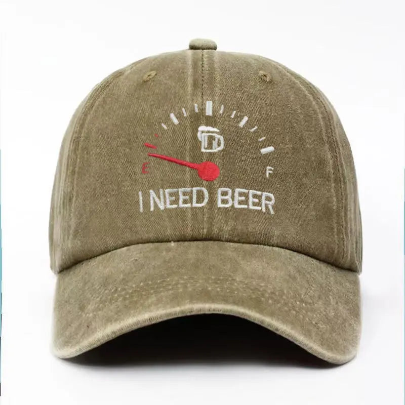 🔥 ÚLTIMO DÍA CON 50% DE DESCUENTO - 🍺 Gorra bordada "I NEED BEER" - Gorra conmemorativa unisex 🧢
