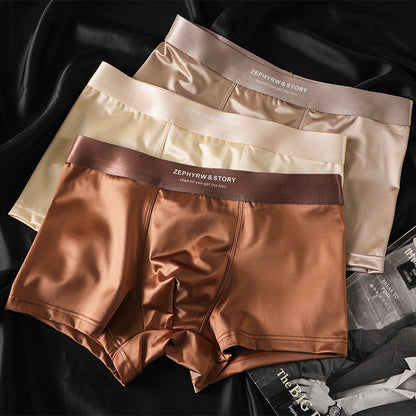 🔥🩲【6 piezas】Ropa interior masculina nueva, seda helada, verano, transpirable, bóxers, satén, ropa interior masculina
