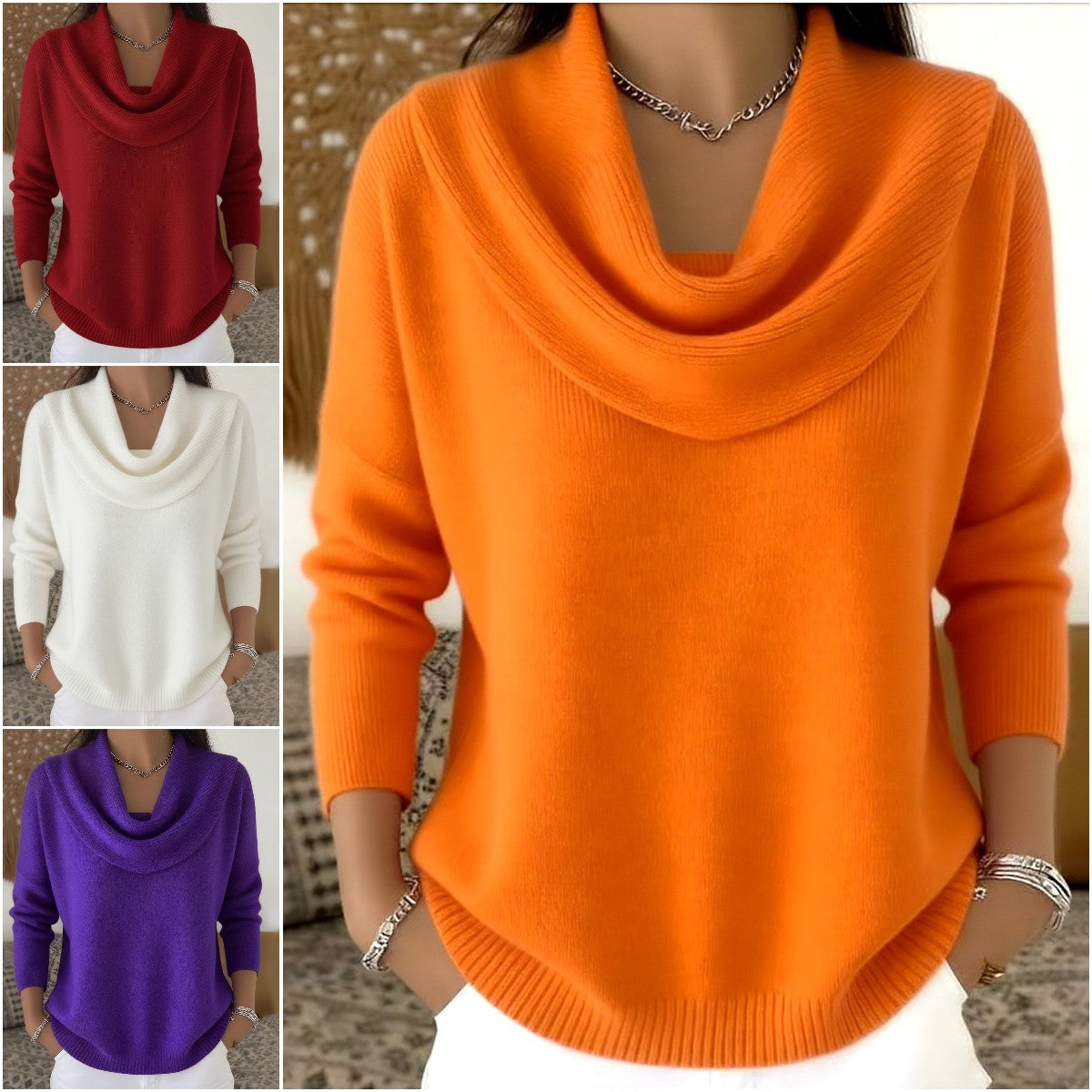 🔥【Tallas S-3XL】Suéter de manga larga de color liso, nuevo, otoño/invierno 2025-4186041