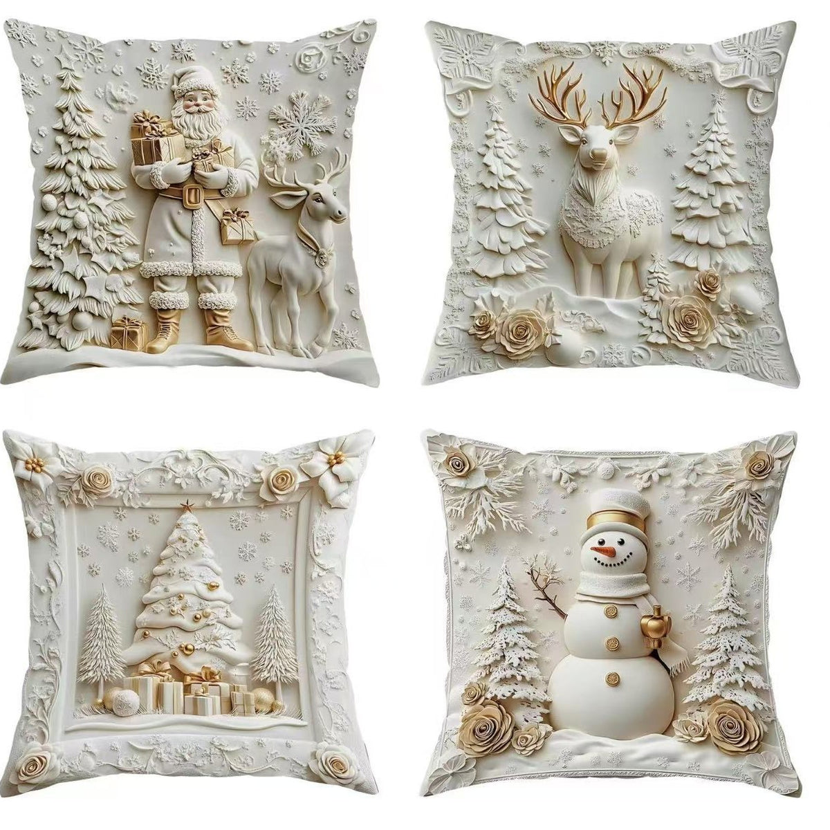 🎅Oferta de Navidad 49% de descuento🎄Funda de almohada navideña 【Juego de 4 piezas】