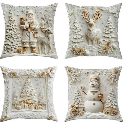 🎅Oferta de Navidad 49% de descuento🎄Funda de almohada navideña 【Juego de 4 piezas】