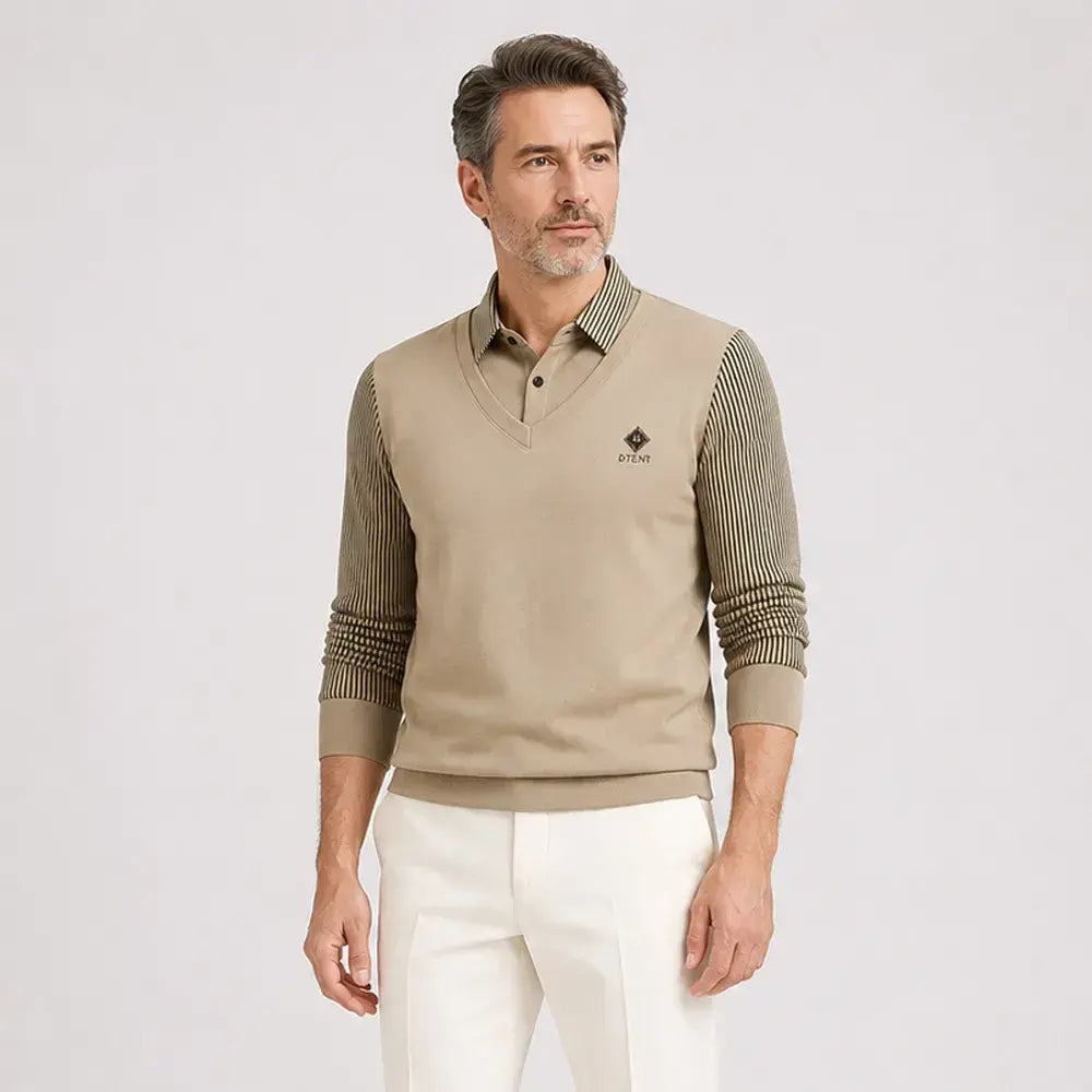 🔥Sezonska akcija 50% popusta【M-4XL】👔Muška premium kašmir dvodijelna topla majica s dugim rukavima