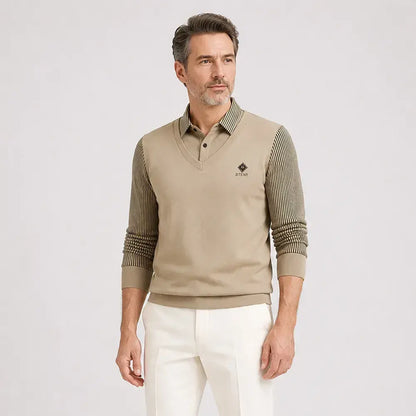 🔥Sezonska akcija 50% popusta【M-4XL】👔Muška premium kašmir dvodijelna topla majica s dugim rukavima