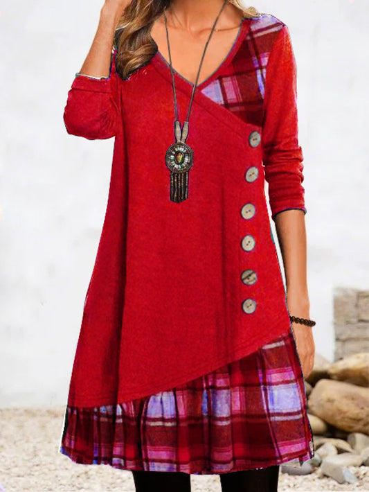 👗Nueva colección otoño 2026: Vestido elegante e informal con escote en V, mangas largas y estampado a la moda.