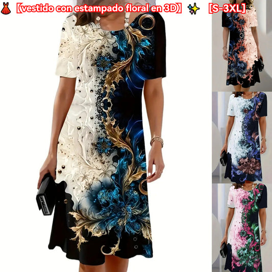 👗 ✨【S-3XL】Vestido casual de verano para mujer con estampado floral tridimensional